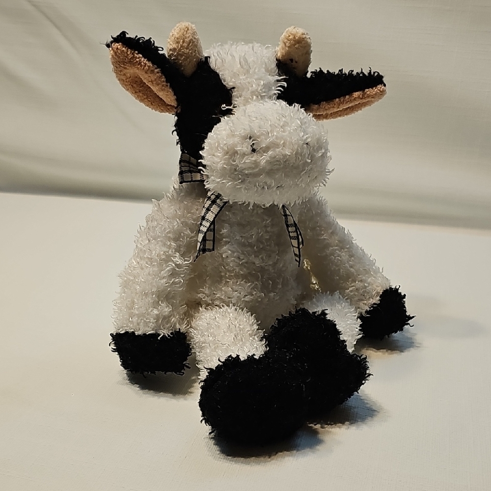Harvest Moon by Tri Russ International Plush Cow Stuffed Animal | Black & White